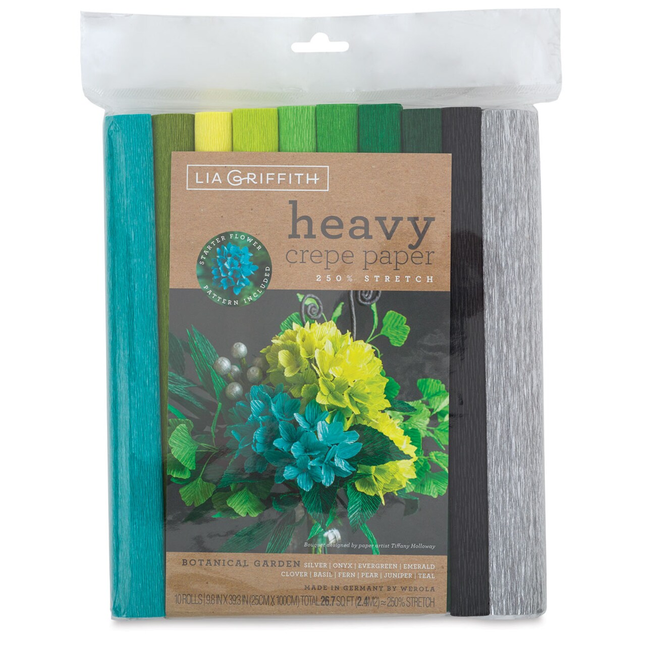 Lia Griffith Crepe Paper - Heavy, Botanical Garden, Set of 10 Rolls